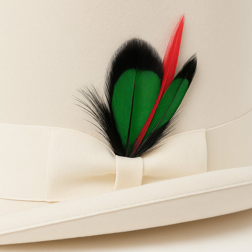 Victorian Steampunk Top Hat - 1800 19th Century - Dressy Loden Felt Top White Hat