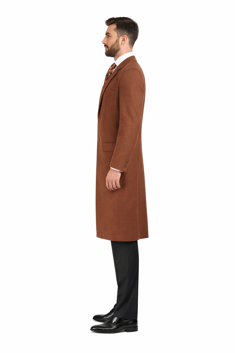 Men's Vicuna - Light Brown Coat 100% Wool Overcoat Mens Topcoat