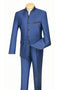 Mens Blue Sharkskin Mandarin Collar Tuxedo - 2 Piece Slim Fit Luxury Set