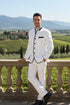 Mens White Sharkskin Mandarin Collar Tuxedo - 2 Piece Slim Fit Luxury Set