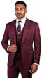 Harlem Nights Suits for Men - Mens 1920s Burgundy Gangster Stripe Suit with Vest Vinci V2RS-9