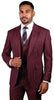 Harlem Nights Suits for Men - Mens 1920s Burgundy Gangster Stripe Suit with Vest Vinci V2RS-9