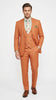 Vinci Mens Orange Three Piece Suit – Orange Windowpane Plaid 3PC Formal Suit for Wedding, Church and Business Holloween Color