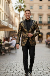 Posh Paisley Velvet Black and Gold Tuxedo Jacket