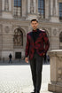 Posh Paisley Velvet Red Tuxedo Jacket