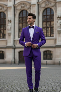 Premium Royal Purple Shawl Lapel Tuxedo – Spectrum 1 Button Formal Set