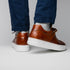 Zelli Vivo Tumbled Calfskin Sneakers in Cognac with White Rubber Sole