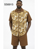 Men’s Brown Baroque Print Short Set – 2 Piece Casual Summer Outfit