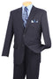 Mens Classic 2 Button Pleated Pant Pinstripe Suit in Navy
