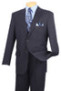 Mens Modern Fit 2 Button No Pleated Flat Front Pants Pinstripe Suit in Navy
