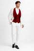 White and Red Tuxedo - Mens Wedding Suit