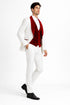White and Red Tuxedo - Mens Wedding Suit