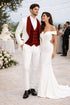 White and Red Tuxedo - Mens Wedding Suit