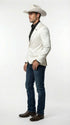 Men’s Shiny White Cowboy Blazer – Western Style Satin Finish Blazer for Party, Country Events and Evening Wear