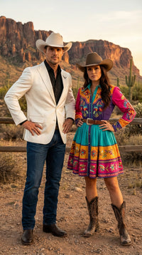 Men’s Shiny White Cowboy Blazer – Western Style Satin Finish Blazer for Party, Country Events and Evening Wear