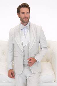 Italian Wool 3-Piece Modern Fit White Tuxedo