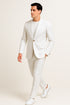 White Linen Suit For Summer - Collarless Blazer and Pants Collarless Lapel - No Lapel Casual!
