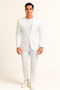 White Linen Suit For Summer - Collarless Blazer and Pants Collarless Lapel - No Lapel Casual!