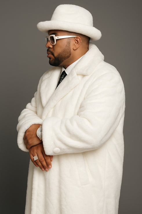 White Pimp Faux Fur Coat - White Pimp Coat