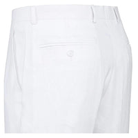 Mens Basic Two Button Classic Fit Linen Summer Suit in White