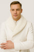 Mens White Peacoat Double-Breasted Overcoat with Faux Fur Shawl Collar – Alberto Nardoni Collection Wool Fabric