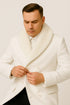 Mens White Wool Overcoat with Plush Faux Fur Shawl Collar – Alberto Nardoni Formal Winter Coat