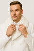 Mens White Wool Overcoat with Plush Faux Fur Shawl Collar – Alberto Nardoni Formal Winter Coat