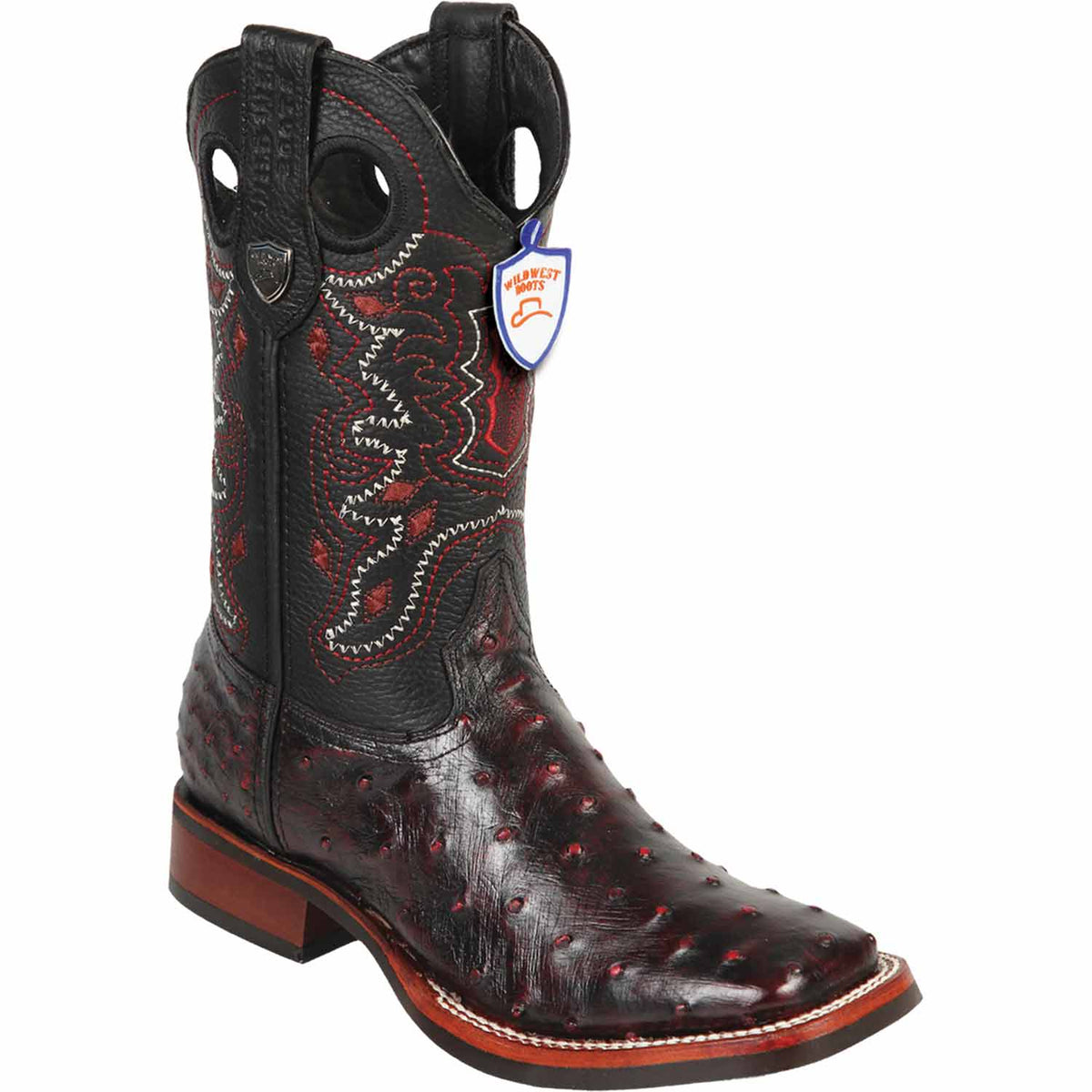 Men's Wild West Ostrich with Deer Skin Square Toe Boots 276F03
