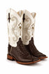 Ferrini Women's Rancher Square Toe Boots Crocodile Print - Chocolate/White 9049309