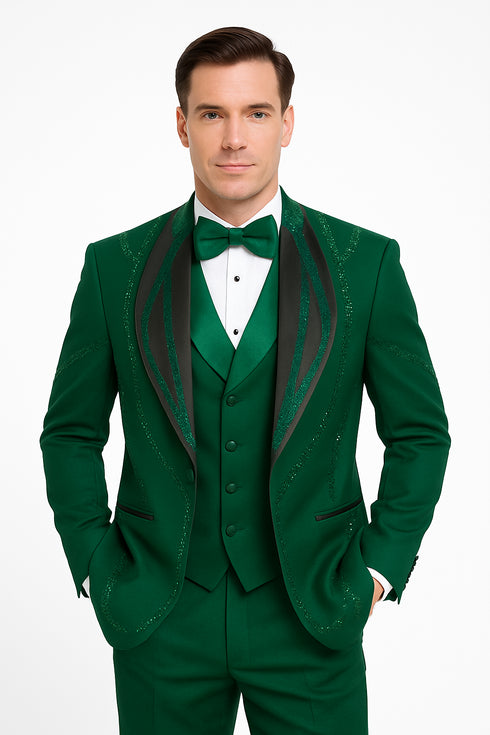 Hunter Green Italian Wool 3-Piece Modern Fit Tuxedo