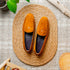 Zelli Sueded Goatskin Loafer with Crocodile Vamp in Cognac