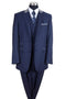 Mens Vested Peak Lapel with Contrast Collar Suit in Navy/Grey