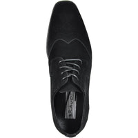 Bravo Mens Vegan Suede Wedding & Prom Wingtip Lace Up Dress Shoe in Black