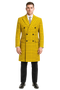 Mens Plaid Overcoat - Wool Peacoat - Plaid Topcoats Yellow