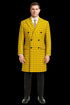 Mens Plaid Overcoat - Wool Peacoat - Plaid Topcoats Yellow