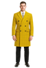 Mens Plaid Overcoat - Wool Peacoat - Plaid Topcoats Yellow