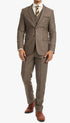 York Brown 3 Piece Herringbone Suit