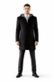 Hooded Dress Coat Wool Black ~ Charcoal Winter Coat Mens Topcoat