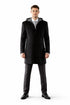 Hooded Dress Coat Wool Black ~ Charcoal Winter Coat Mens Topcoat