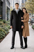 Hooded Dress Coat Wool Black ~ Charcoal Winter Coat Mens Topcoat