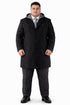 Hooded Dress Coat Wool Black ~ Charcoal Winter Coat Mens Topcoat