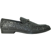 Bravo Mens Modern Glitter Sequin Prom Tuxedo Loafer in Black - Men's Dress Shoes