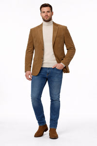 Zacchi Men’s Tan Micro Suede Fashion Sport Coat