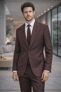 Statement Men's 2 Piece 100% Wool Modern Fit Suit - Pic Stitching
