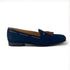 Zelli Naples Suede Loafers with Genuine Crocodile Tassels in Navy