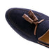 Zelli Naples Suede Loafers with Genuine Crocodile Tassels in Navy