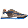 Zelli Raya Sueded Calfskin Sporty Sneakers in Blue and Taupe