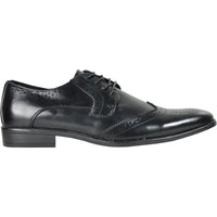 Bravo Mens Vintage Style 1920's Wingtip Lace Up Dress Shoe in Black
