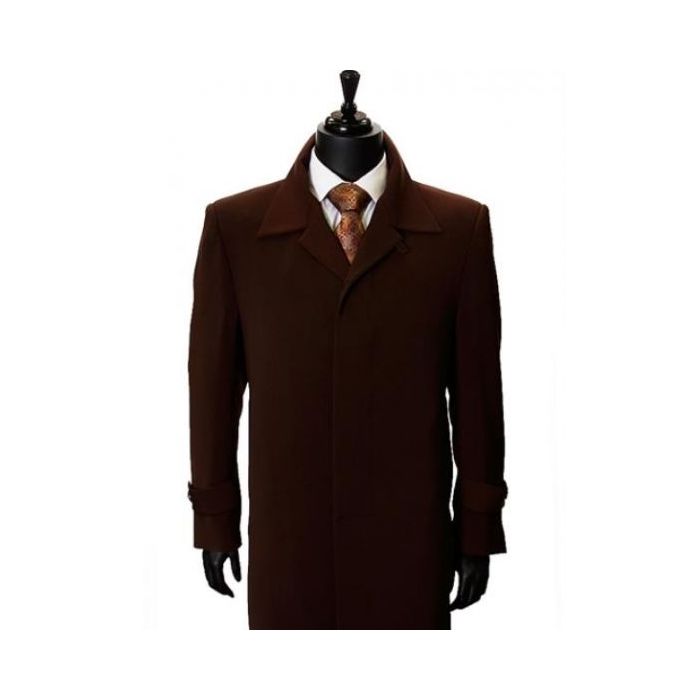 Men's Brown Two Patch Pockets Six Buttons Full Length Duster Maxi Coat main image 0