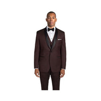 Mens shawl lapel side vented slim fit burgundy maroon tuxedo jacket